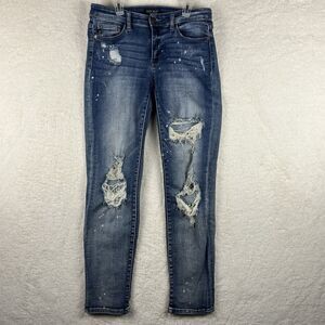 Judy Blue Boyfriend Fit Bleach Splatter Blue Jeans, Women's 5/27 Distressed